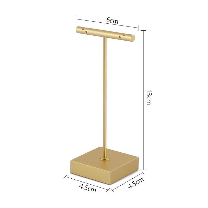 Gold Metal Hand Ring Holder Finger Jewelry Tower Earring T Bar Shelf Hanging Display Stand Ear Studs Storage Organizer Hole Rack - Oria Jewel