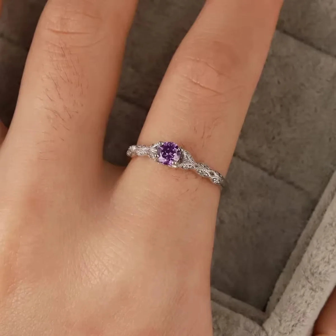 Silver Luxury Style Amethyst Zircon Women&