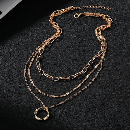 Gold Layered Pendant Necklace - Oria Jewel