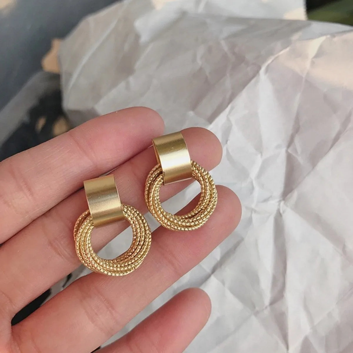 2pc Thread Ring Women Fashion Trend Light Luxury and Simple Earrings Outdoor Travel Carnival Banquet Party Holiday Dressing Gift - Oria Jewel