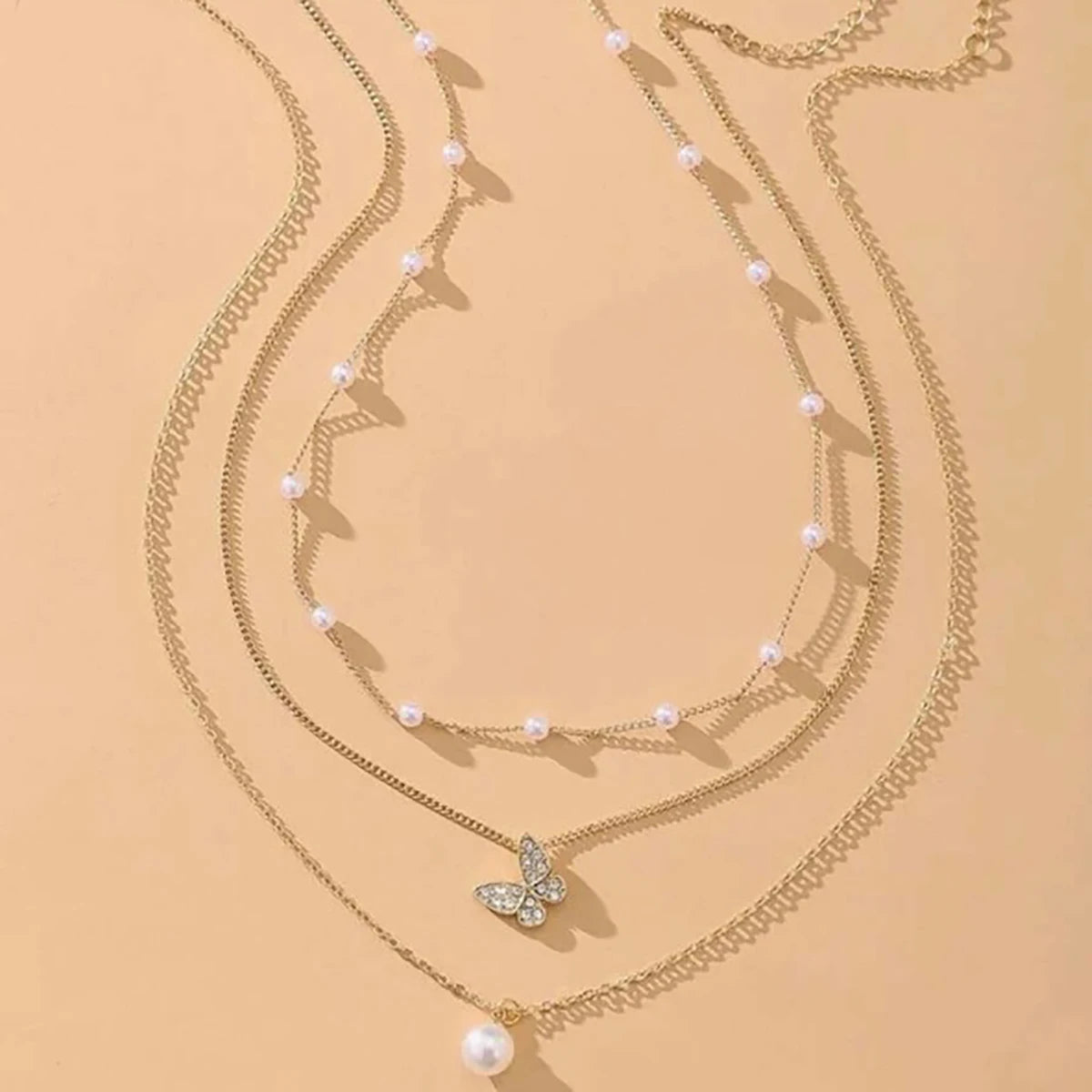 Retro Butterfly Layered Necklace - Oria Jewel