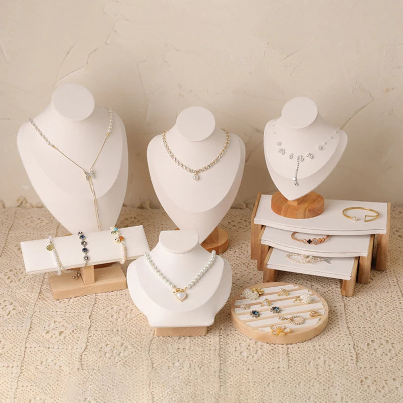 PU Model Bust Show Exhibitor Jewelry Display Necklace Pendants Mannequin Stand Earrings Organizer Ring Bracelet Storage Stand - Oria Jewel