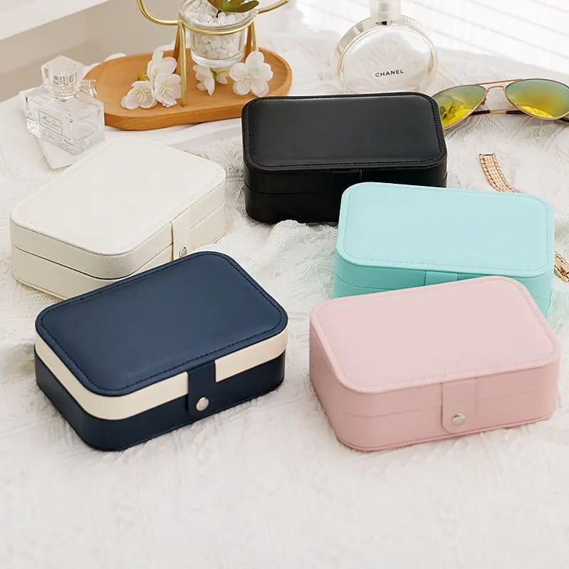 Portable Jewelry Storage Box Travel Organizer Jewelry Case Leather Storage Earrings Necklace Ring Jewelry Organizer Display - Oria Jewel