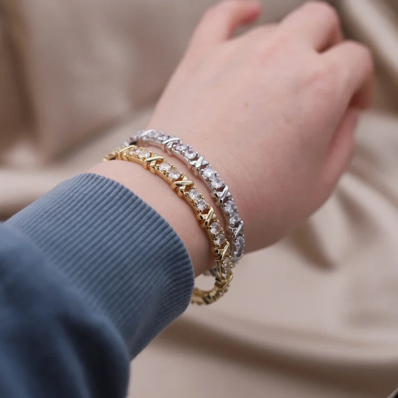 Gold X Cuff Bracelet - Oria Jewel