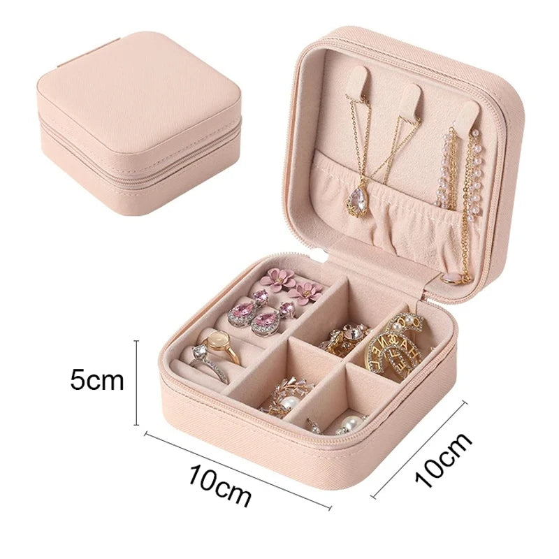 1pc Portable Jewelry Storage Box Home Travel Earrings Necklace Ring Jewelry Box Mini Layered Jewelry Display Case - Oria Jewel