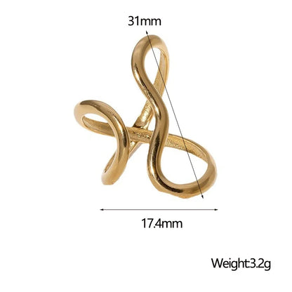 Fashion Stainless Steel Waterproof Open Ring Personality Charms PVD Real Gold 18K Plated Trendy Jewelry for Women - Oria Jewel
