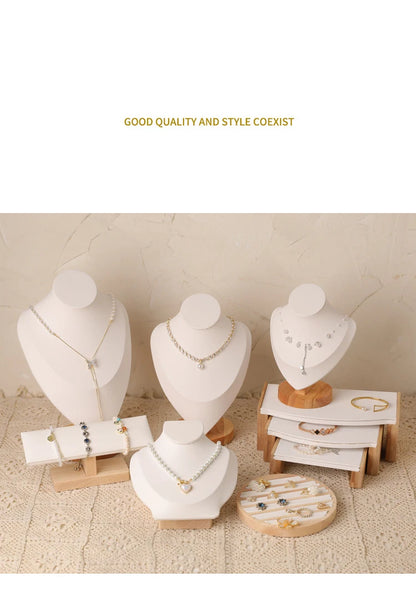 PU Model Bust Show Exhibitor Jewelry Display Necklace Pendants Mannequin Stand Earrings Organizer Ring Bracelet Storage Stand - Oria Jewel