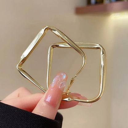 Diamond Shape Statement Hoops - Oria Jewel