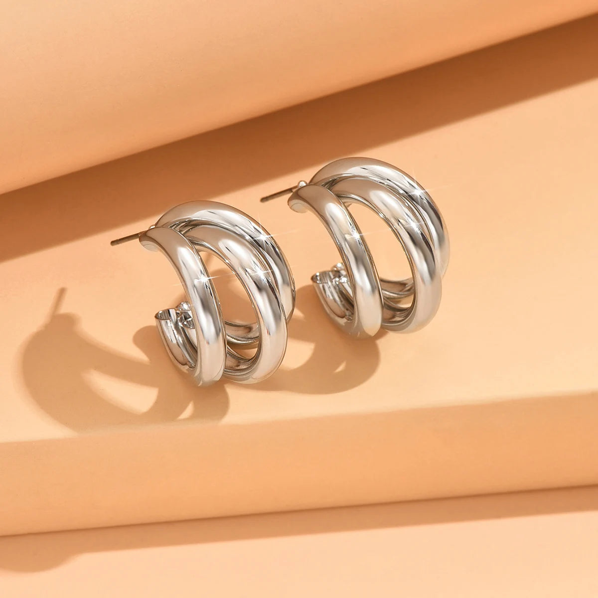 Elegant Gold Color Circled Hoop Earring for Woman Metal Elegant Vintage Geometric Statement Luxury Earrings Party Jewelry Gifts - Oria Jewel