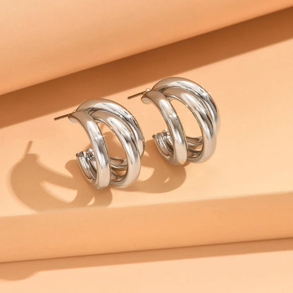 Elegant Gold Color Circled Hoop Earring for Woman Metal Elegant Vintage Geometric Statement Luxury Earrings Party Jewelry Gifts - Oria Jewel