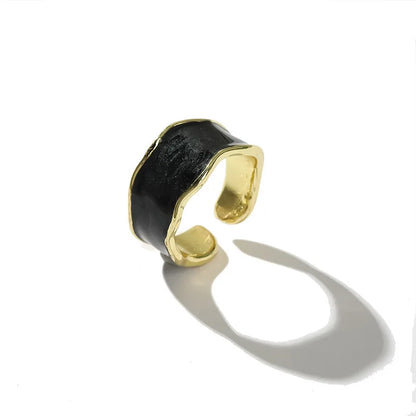1PC Vintage Enamel Irregular Shape Rings For Women Gold Color Geometric Adjustable Open Ring Female Fashion Party Jewelry Gift - Oria Jewel