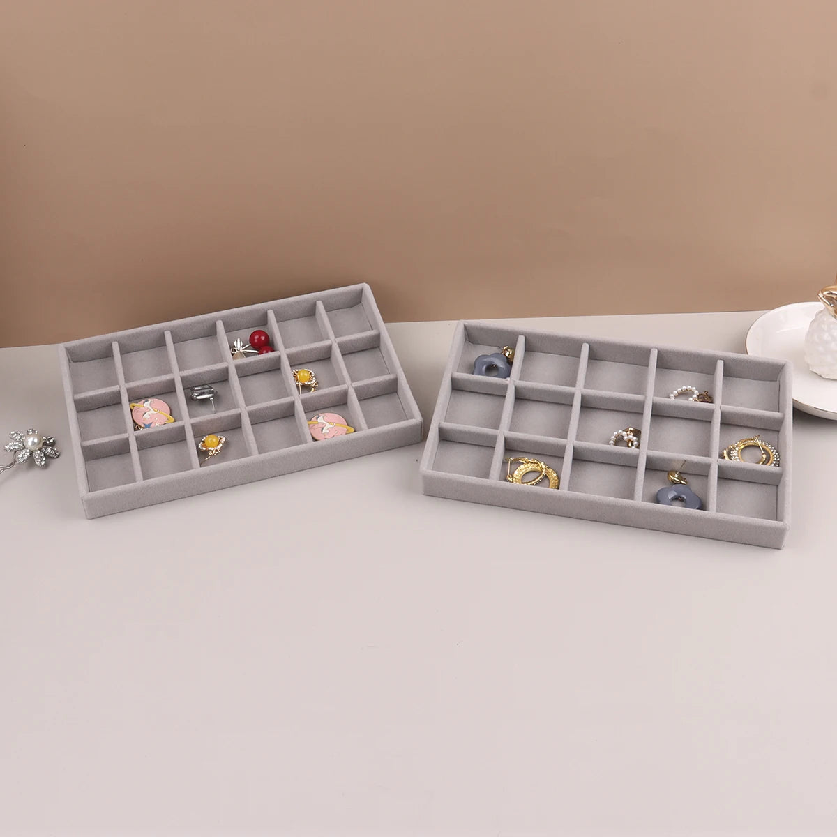 Velvet Jewelry Display Stackable Exquisite Jewellery Holder Portable Ring Earrings Necklace Organizer Box organizator de boys - Oria Jewel