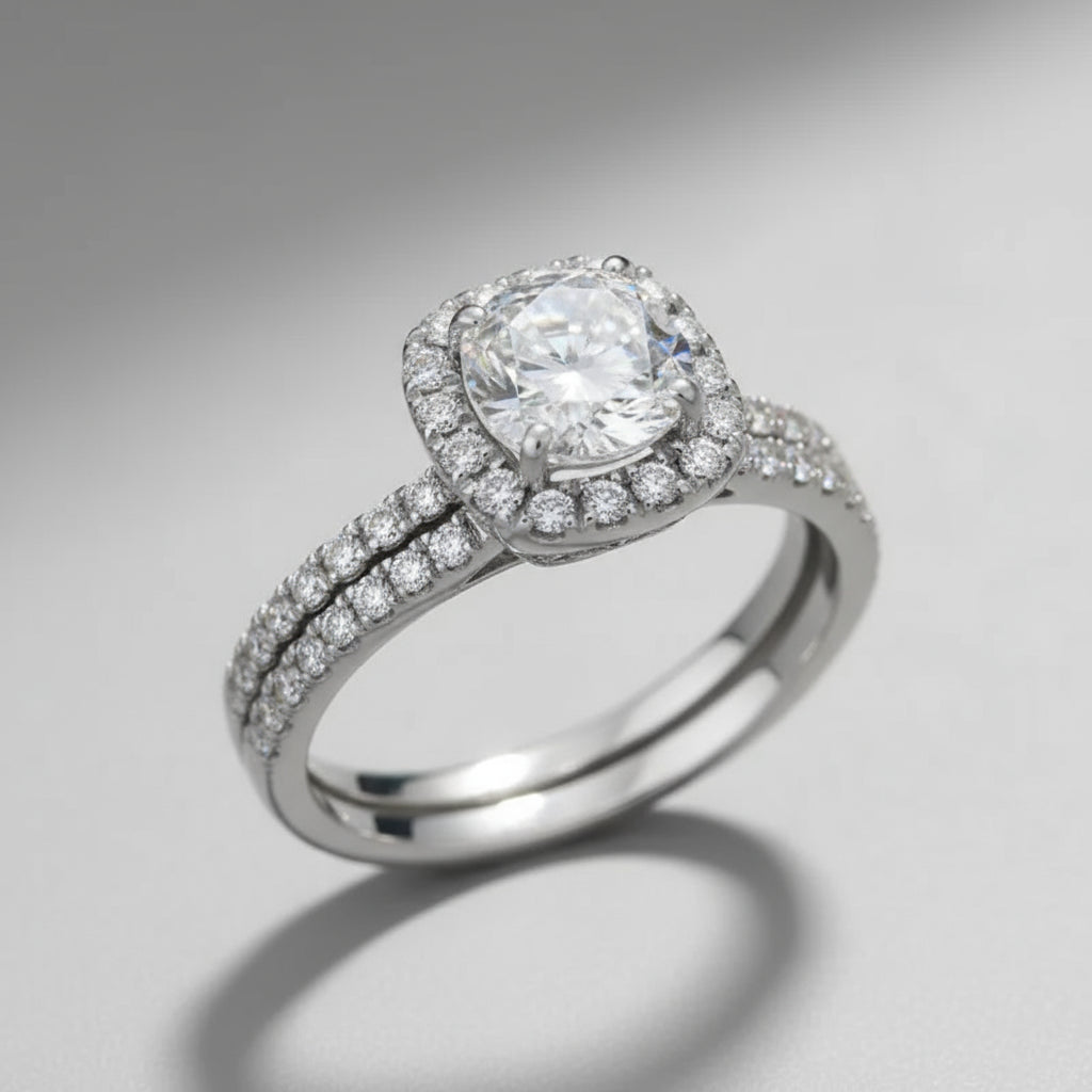 Crystal Radiance Double Band Ring featuring a stunning central stone and intricate sparkling details | Oria Jewel