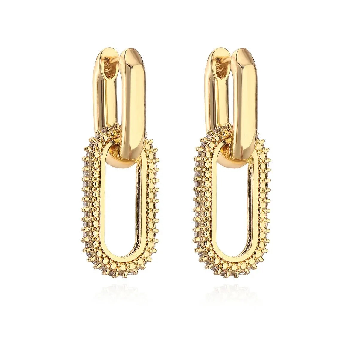 Rhinestone Double Hoop Earrings - Oria Jewel