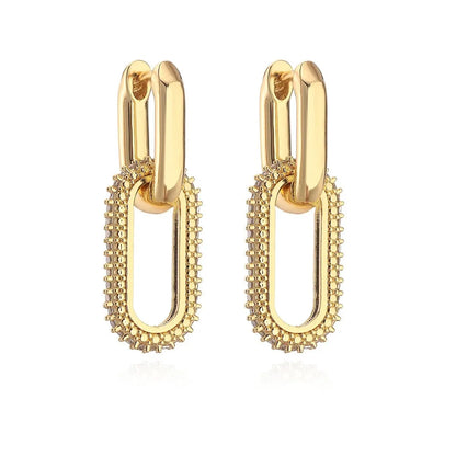Rhinestone Double Hoop Earrings - Oria Jewel