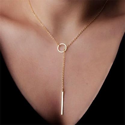 Vintage Layered Metal Bar Pendant Necklace for Women Daily Wear Gold Color Reactangle Clavicle Chain Collarbone Necklace Jewelry - Oria Jewel
