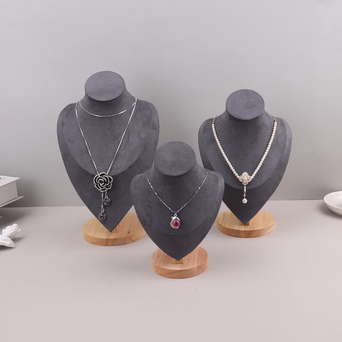 Velvet Portrait Necklace Display Pendant Organizer Jewelry Display Stand Jewelry Mannequin Bust Necklace Pendant Window Display - Oria Jewel