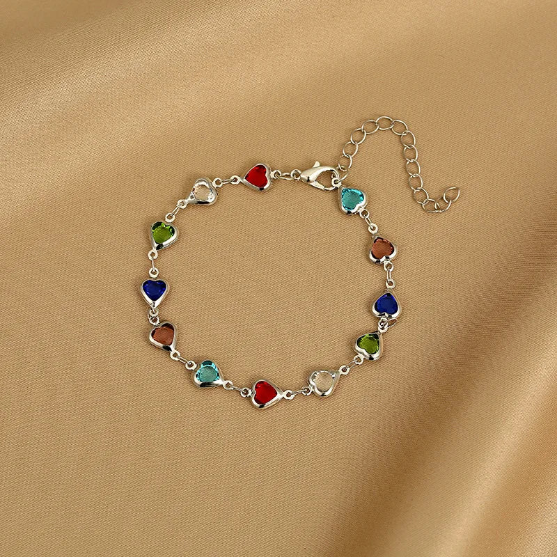 Colorful Heart Charm Bracelet - Oria Jewel