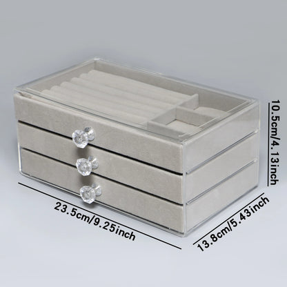 1 High-Capacity 3-Layer Flannel Jewelry Box Drawer – Storage for Earrings, Necklaces &amp; Rings - Oria Jewel