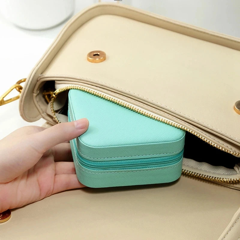 1pc Portable Jewelry Storage Box Home Travel Earrings Necklace Ring Jewelry Box Mini Layered Jewelry Display Case - Oria Jewel