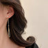 Simple Geometric Square Drop Earring For Women Korean Fashion Gold-color Line Long Tassel Dangle Earrings Party Jewelry Gift - Oria Jewel