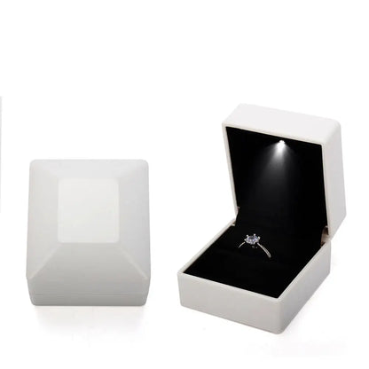 1 Pcs LED Jewelry Ring Box Luxury Velvet Rubber Necklace Pendant Gifts Display With Light For Proposal Engagement Wedding Case - Oria Jewel