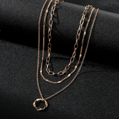 Gold Layered Pendant Necklace - Oria Jewel