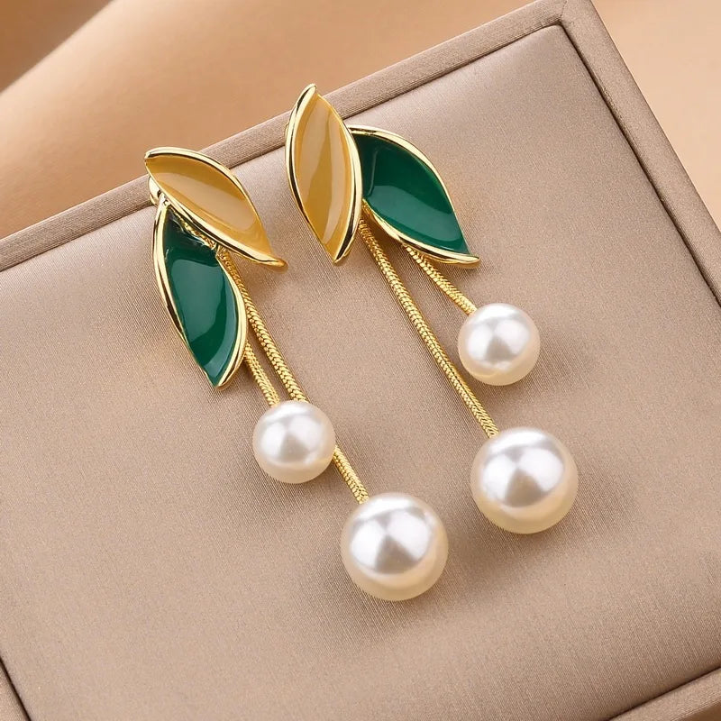 Korean Leaf Stud Earrings for Women - Oria Jewel