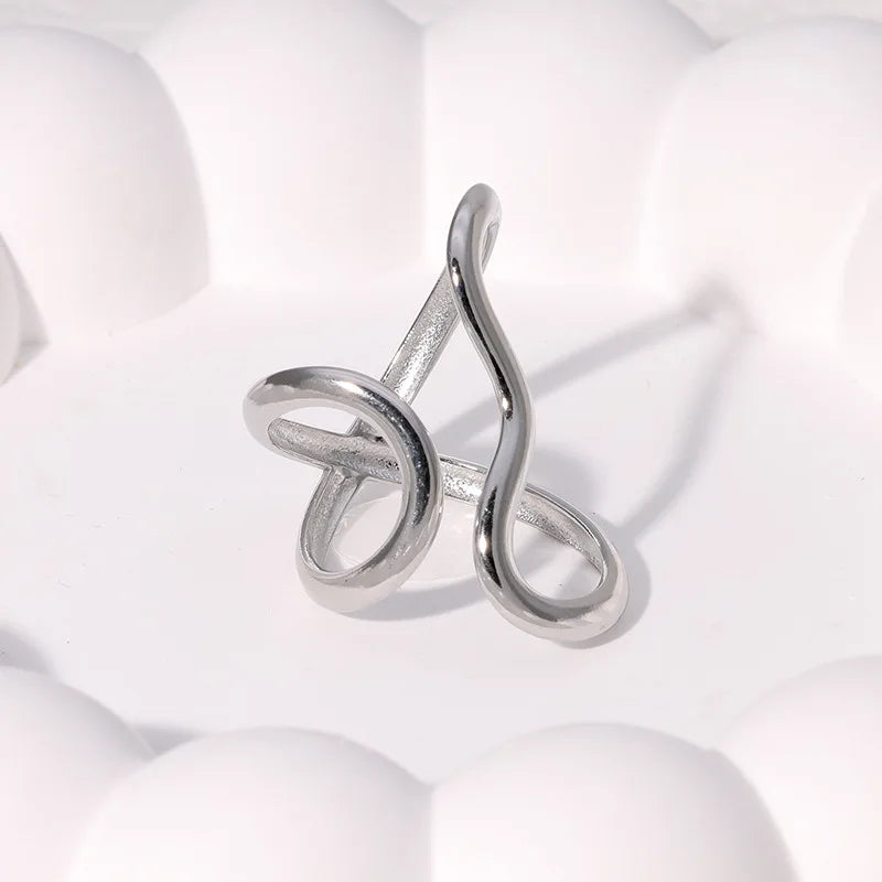 Fashion Stainless Steel Waterproof Open Ring Personality Charms PVD Real Gold 18K Plated Trendy Jewelry for Women - Oria Jewel