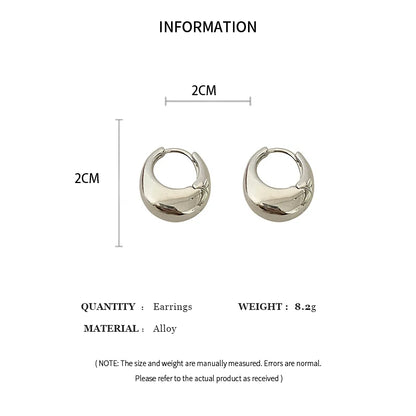 Punk Oval Hoop Earrings Metallic Geometric Ear Buckle Minimalist Style U-shaped Ear Buckle Daily Life Earring Accessories - Oria Jewel
