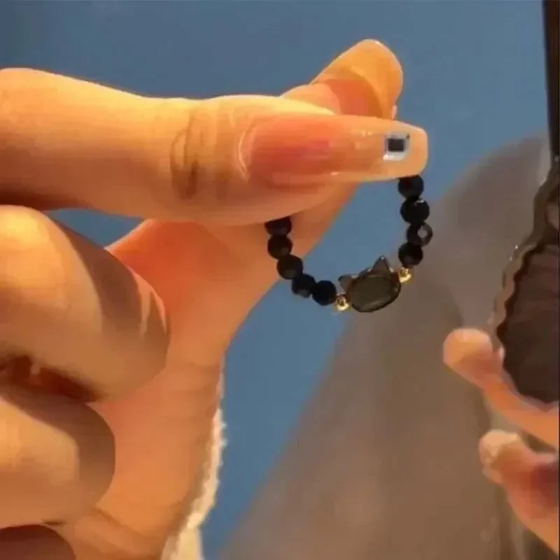 Ring beads minimalist finger toy ring cute black and white cat ring for men and women party accessories jewelry - Oria Jewel