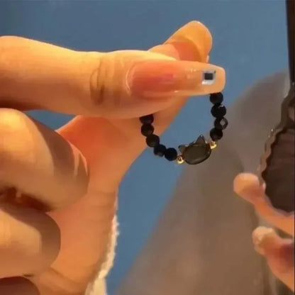 Ring beads minimalist finger toy ring cute black and white cat ring for men and women party accessories jewelry - Oria Jewel