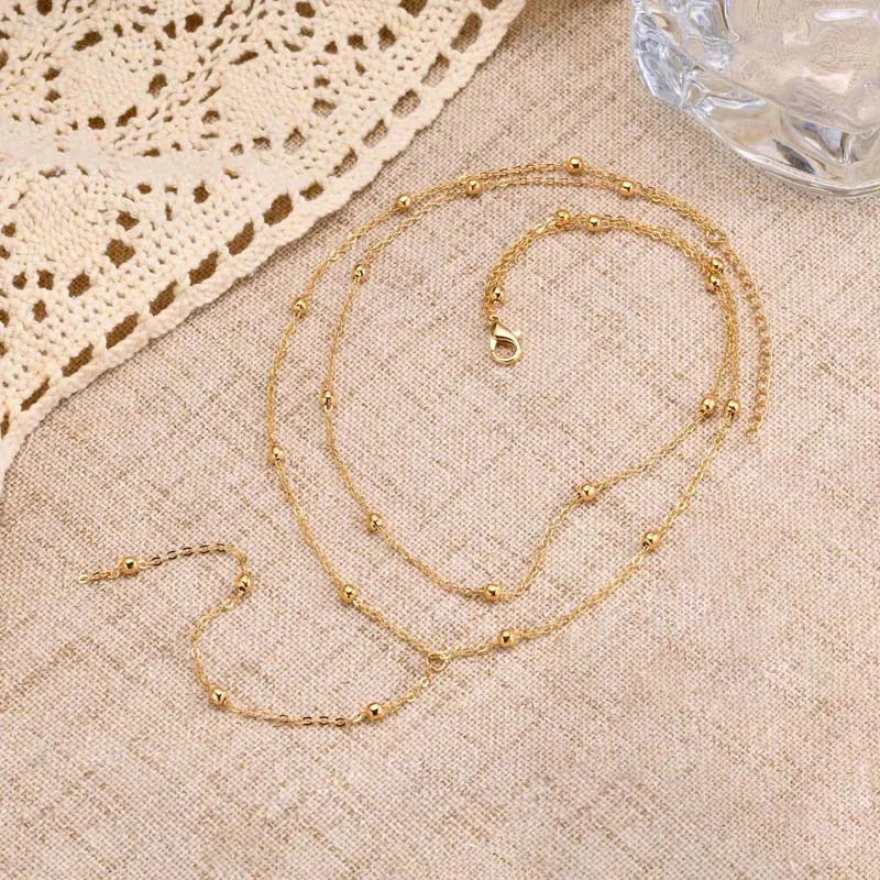 Gold Plated Lariat Necklace for Women, Double Laryered Long Chain Drop Pendant Choker Necklaces Fashion Gifts - Oria Jewel