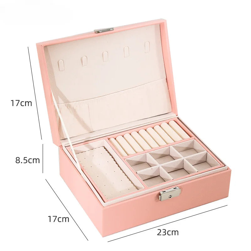 Double-layer Wooden Jewlery Box Ring Box Jewelry Boxes and Packaging with PU Leather Jewelry Storage Organizer and Makeup Case - Oria Jewel