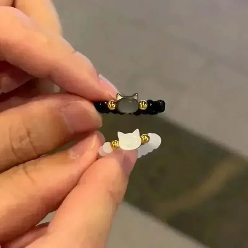 Ring beads minimalist finger toy ring cute black and white cat ring for men and women party accessories jewelry - Oria Jewel