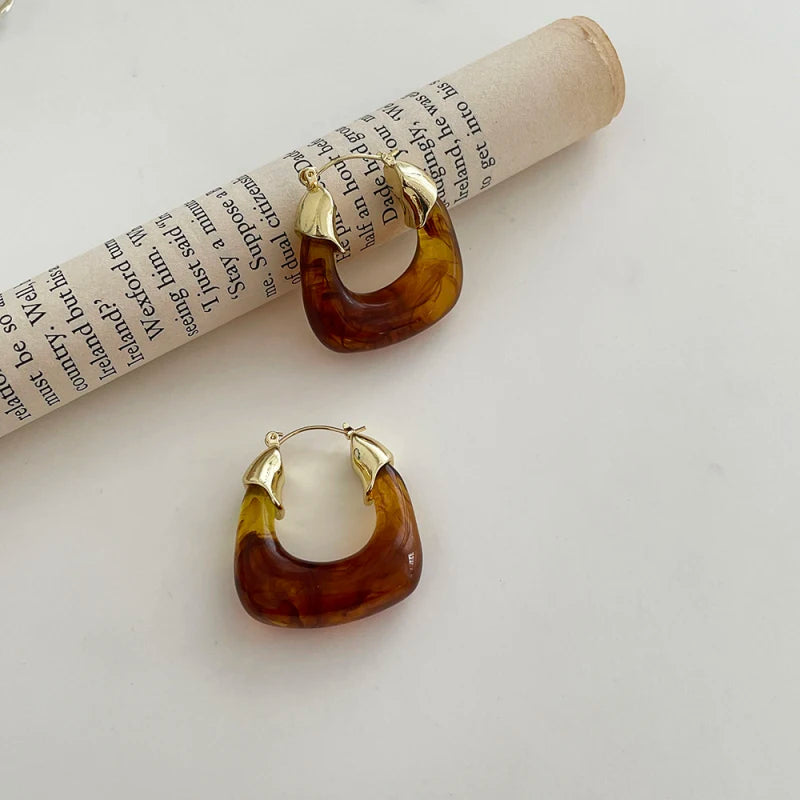 Tiger Eye Hoop Earrings - Oria Jewel