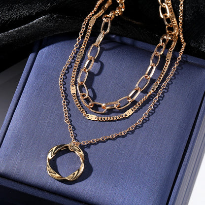 Gold Layered Pendant Necklace - Oria Jewel