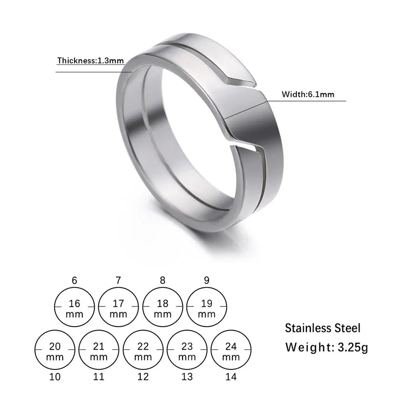 1 piece of stainless steel hollow vacuum plated couple ring jewelry - Oria Jewel
