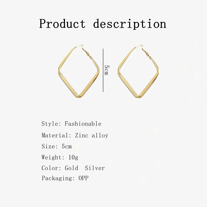 Diamond Shape Statement Hoops - Oria Jewel