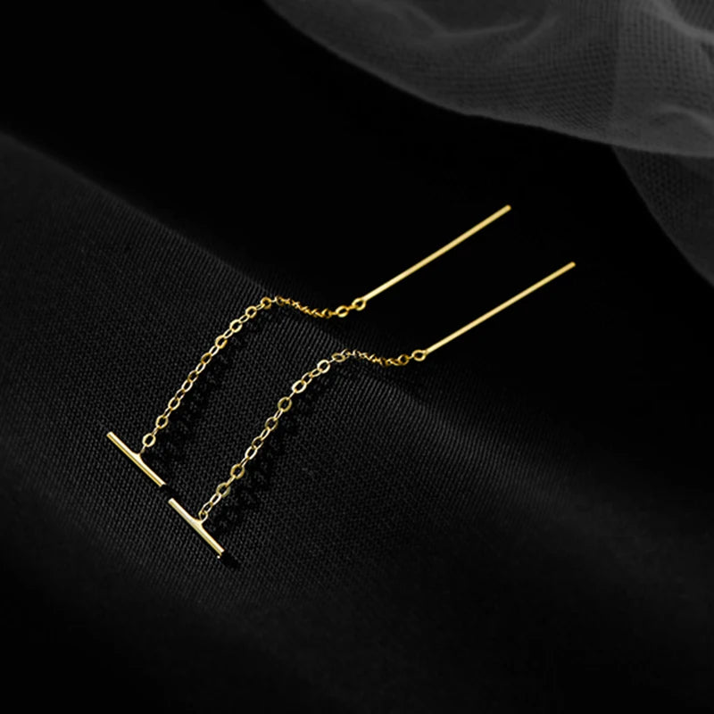 Simple Geometric Square Drop Earring For Women Korean Fashion Gold-color Line Long Tassel Dangle Earrings Party Jewelry Gift - Oria Jewel