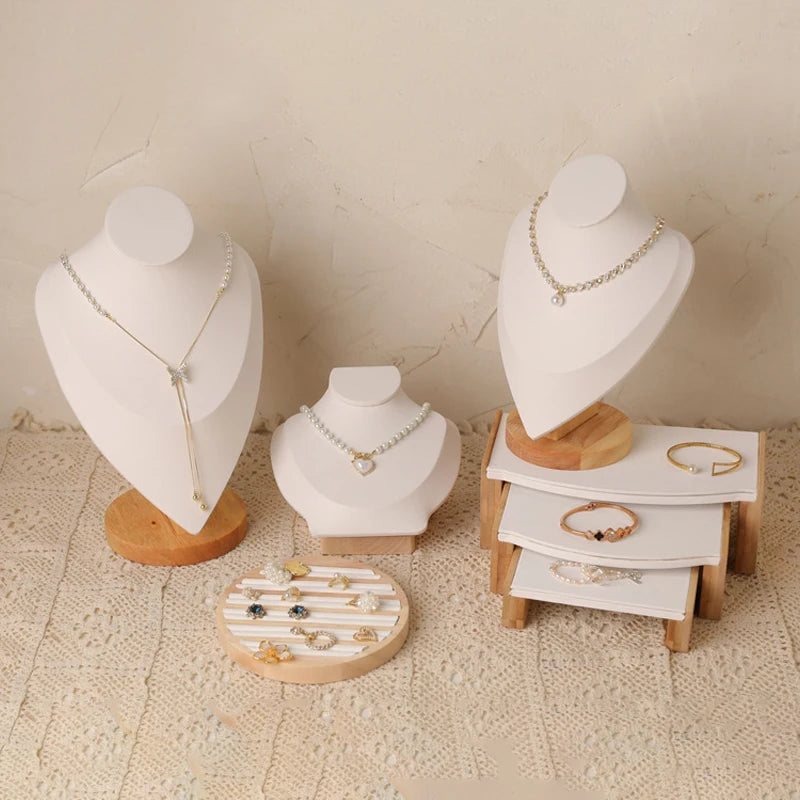 PU Model Bust Show Exhibitor Jewelry Display Necklace Pendants Mannequin Stand Earrings Organizer Ring Bracelet Storage Stand - Oria Jewel