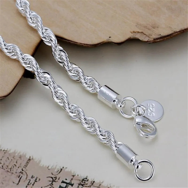 925 Sterling Silver Twisted Rope Bracelet for Men & Women - Oria Jewel