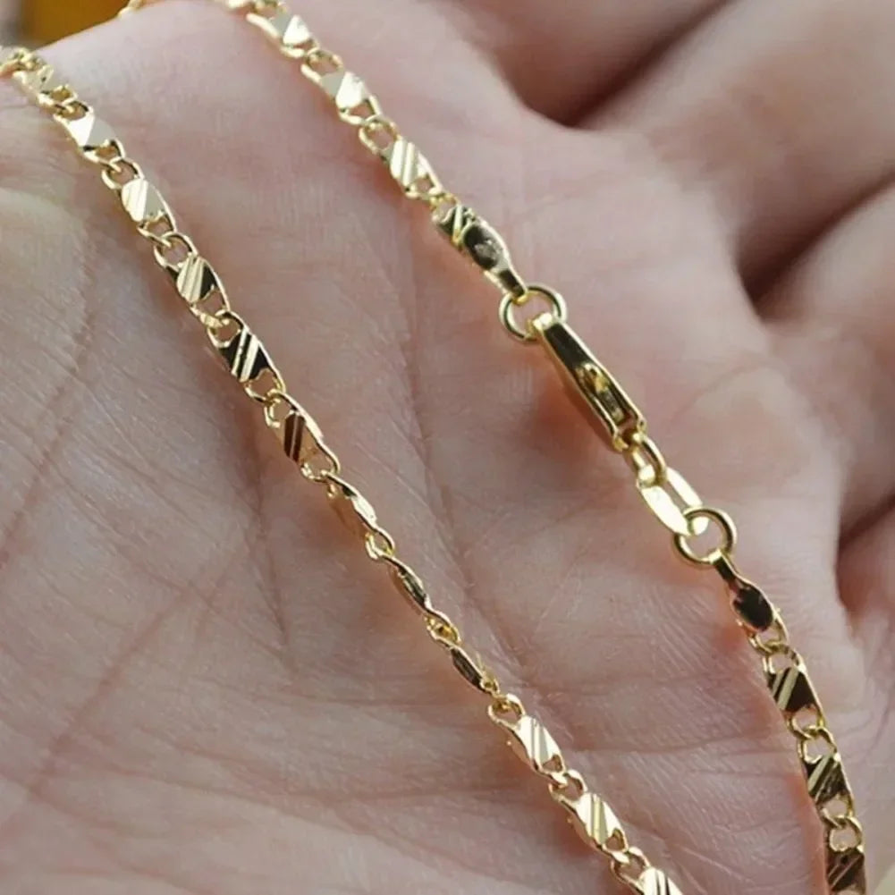 Gold Flat Chain Necklace - Oria Jewel