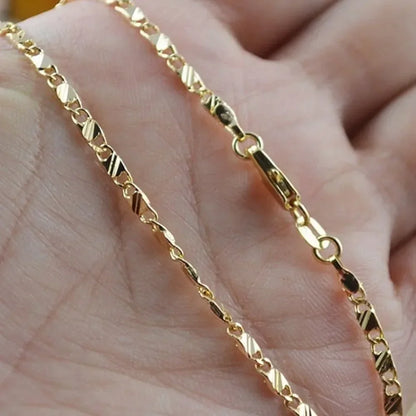 Gold Flat Chain Necklace - Oria Jewel