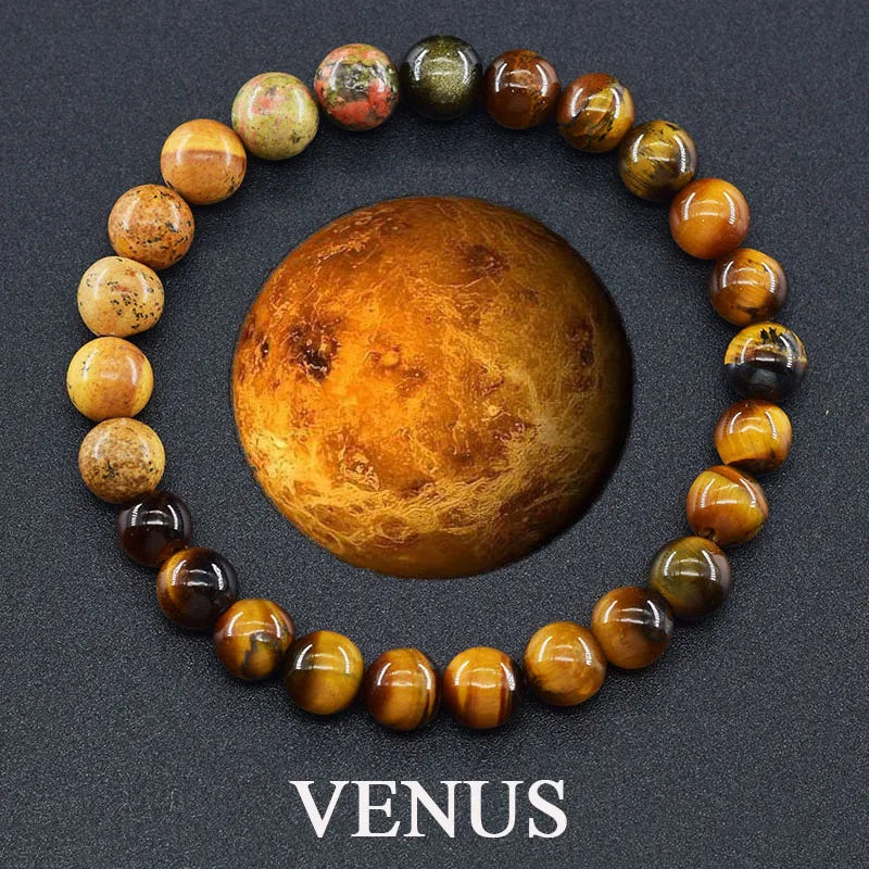 Eight Planets Bead Bracelet Men Women Natural Stone Universe Solar Syetem Earth Moon Saturn Neptune Planet Handmade Jewelry Gift - Oria Jewel