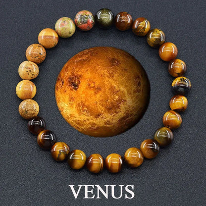 Eight Planets Bead Bracelet Men Women Natural Stone Universe Solar Syetem Earth Moon Saturn Neptune Planet Handmade Jewelry Gift - Oria Jewel