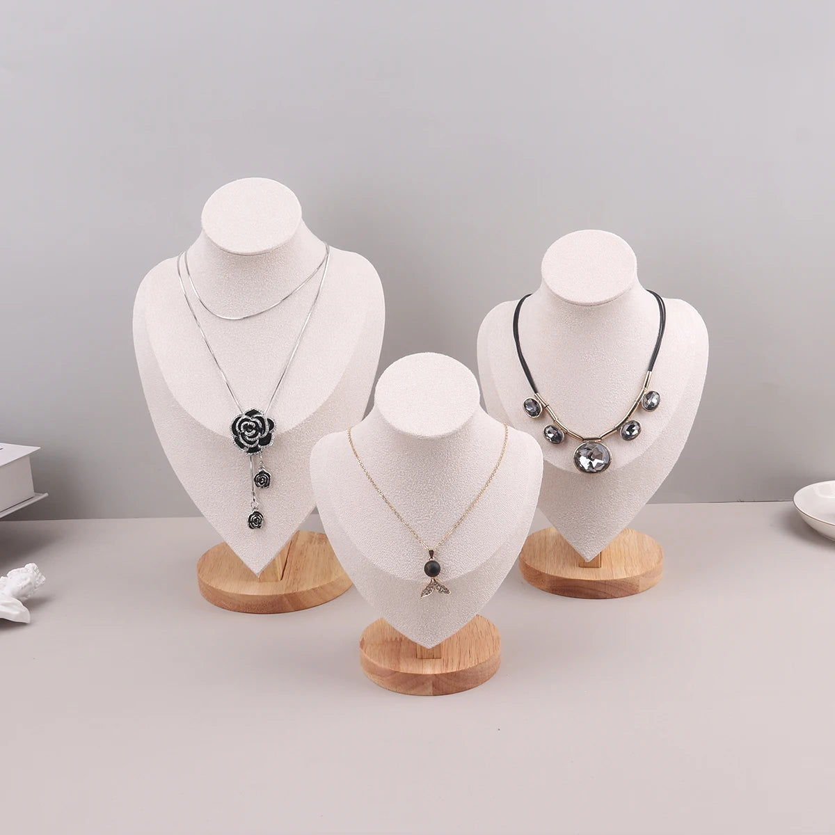 Velvet Portrait Necklace Display Pendant Organizer Jewelry Display Stand Jewelry Mannequin Bust Necklace Pendant Window Display - Oria Jewel