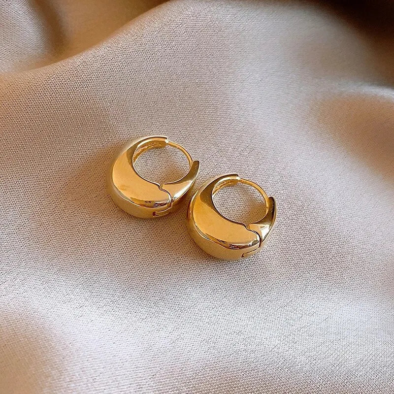 Punk Oval Hoop Earrings Metallic Geometric Ear Buckle Minimalist Style U-shaped Ear Buckle Daily Life Earring Accessories - Oria Jewel