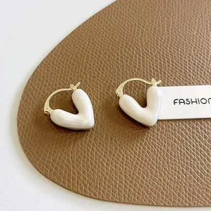 Korean Sweet Minimalist Love Heart Drop Earrings for Women WhiteFashion Elegant Earrings Aesthetic Piercing Ear Jewelry - Oria Jewel