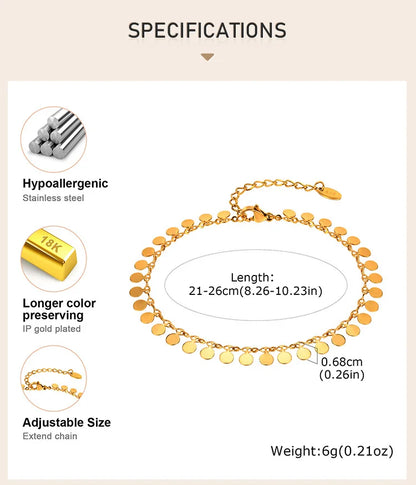 Coin Charm Gold Anklet - Oria Jewel